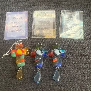 Colorful‎ Glass Cross Ornaments